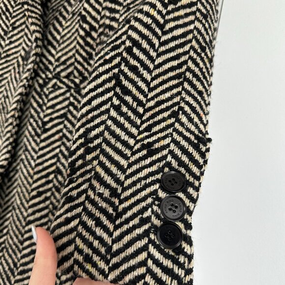 NWOT Anine Bing Diana Blazer Jacket Sz XXS Oversized Fishbone Pattern Wool Blend - Picture 4 of 9